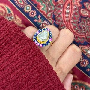 New | Indian Handpainted Oxidized Adjustable Ring